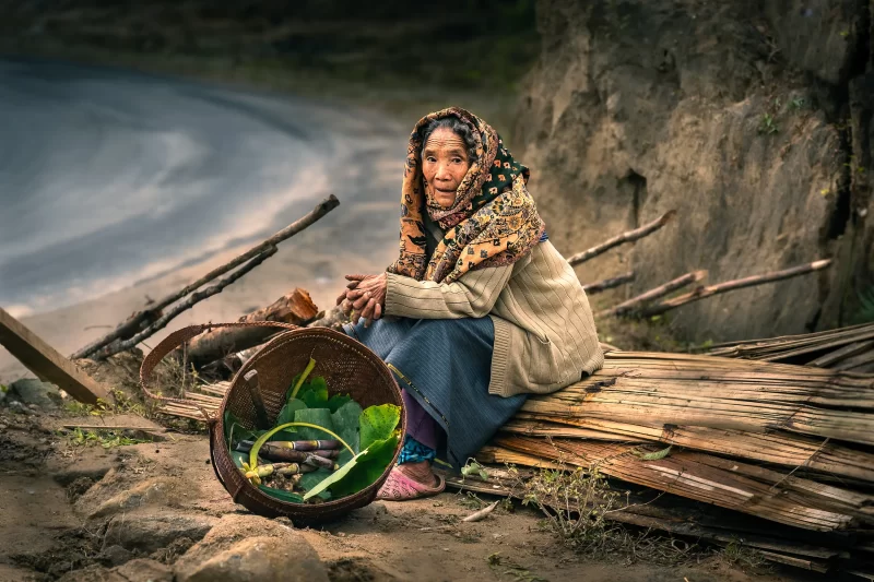 Tribal Fruit Vendor Woman somewhere in the North Arunachal Pradesh