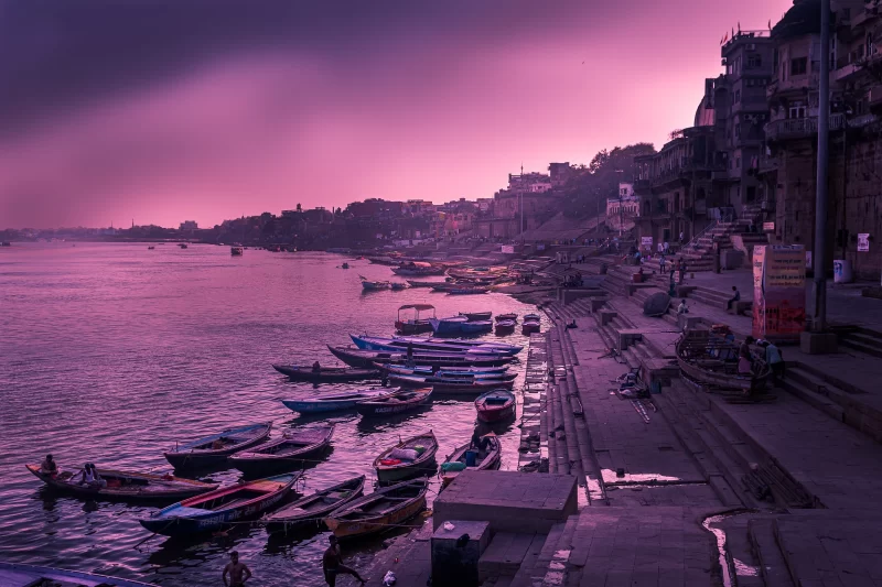 Gloomy evening view of the Varanasi Ghat